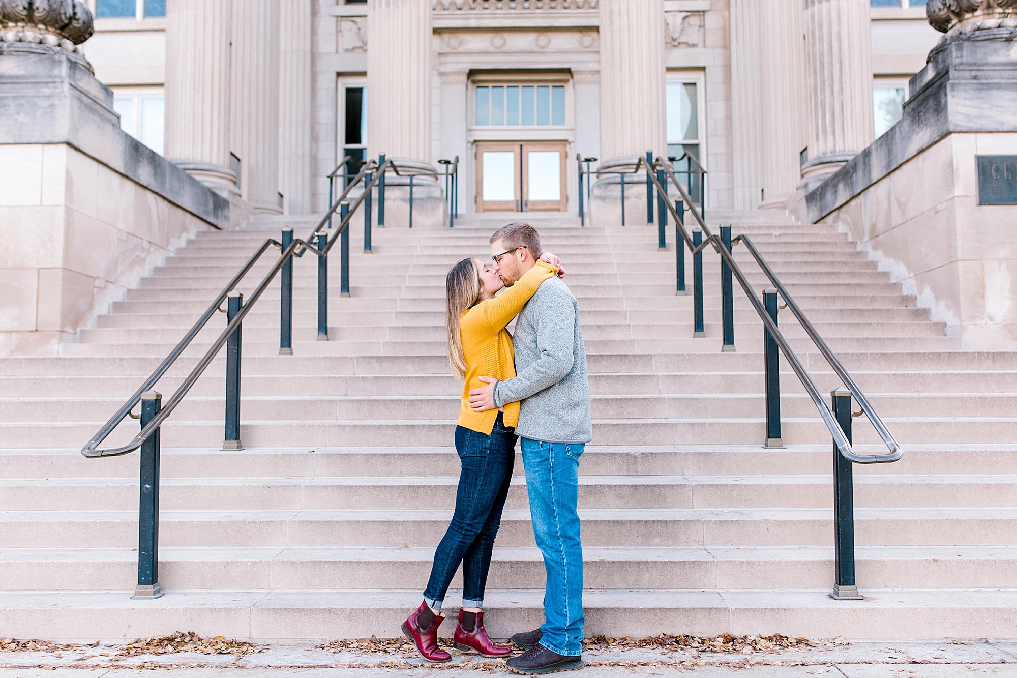Couple kissing on Iowa State campus