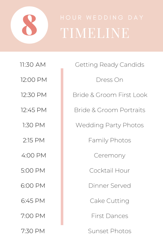 Wedding Day Photography Timeline 8 Hours
