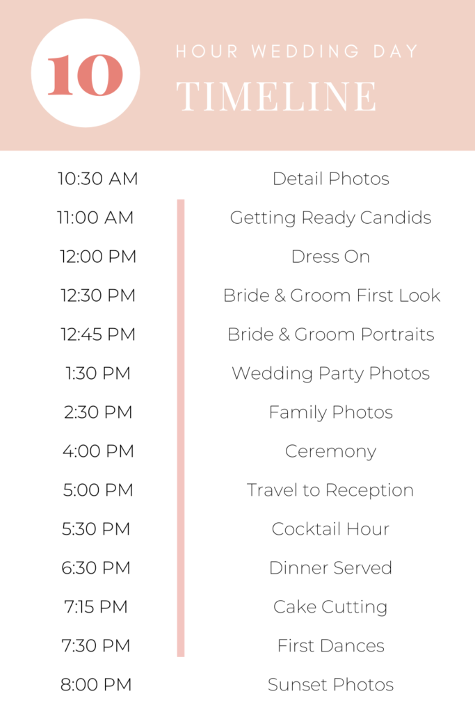 Wedding Day Photography Timeline: 10 Hours