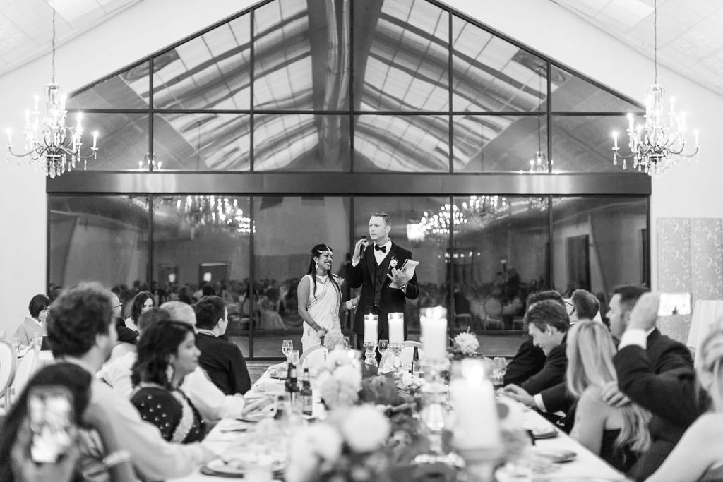 Bride and groom giving speech at Bavaria Downs