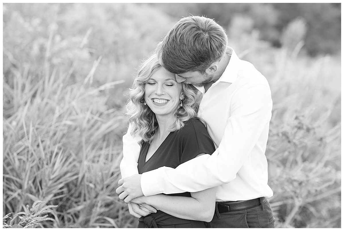 Couple embracing in black and white