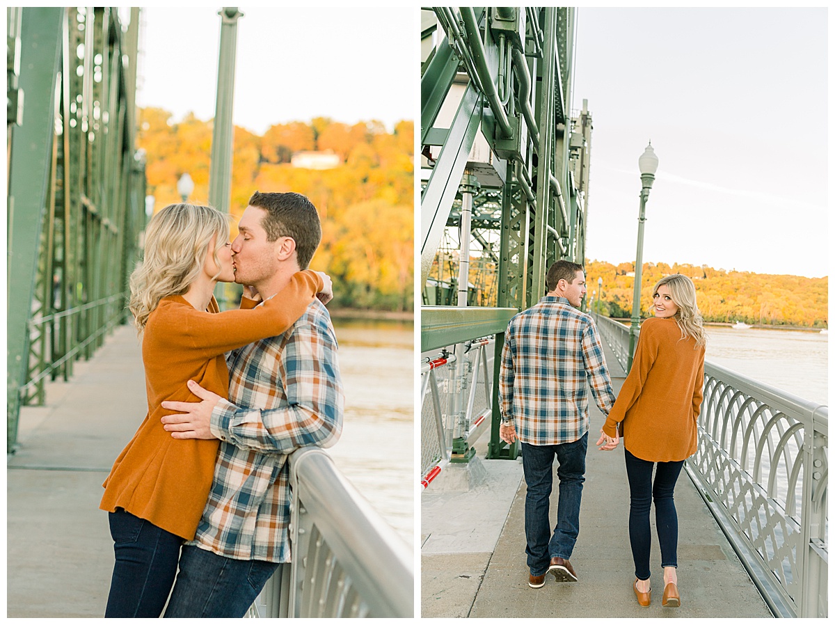 Couple walking on Stillwater bridge