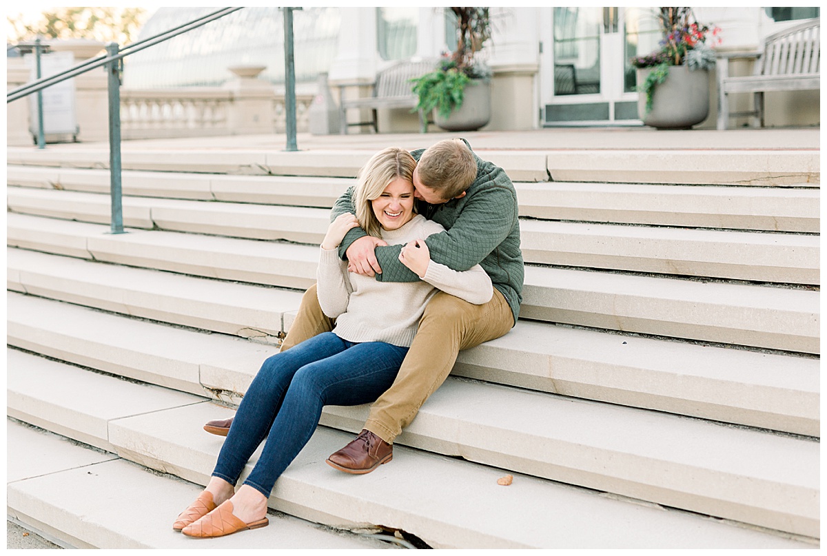 couple laughing for engagement photos