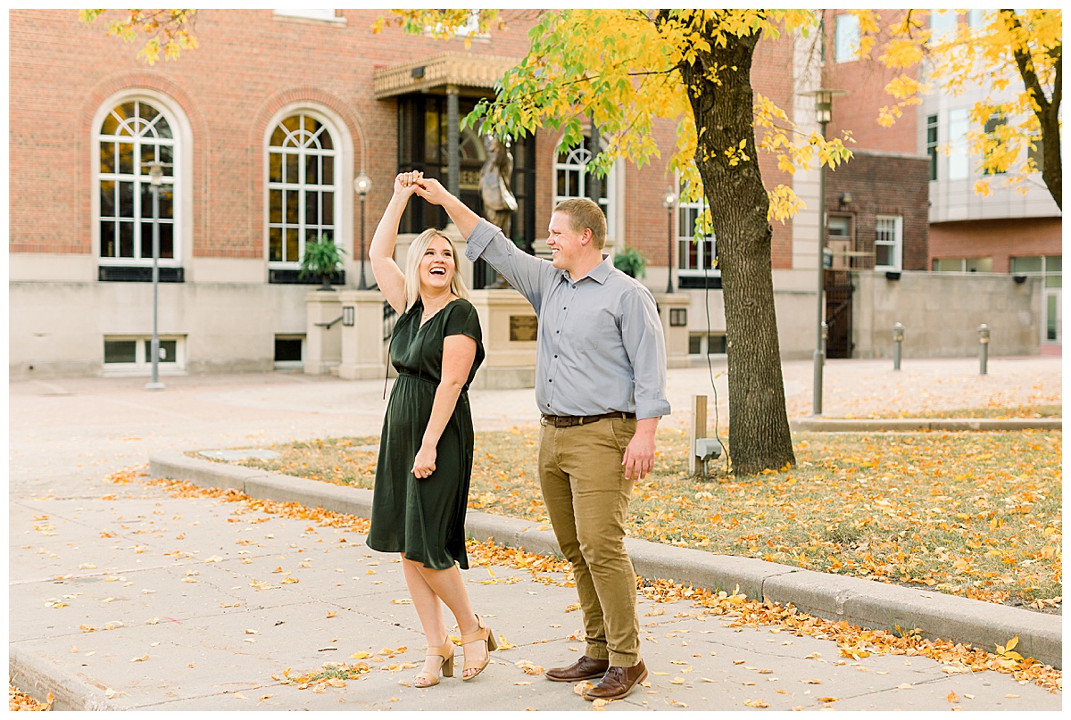 couple dancing in engagement photos