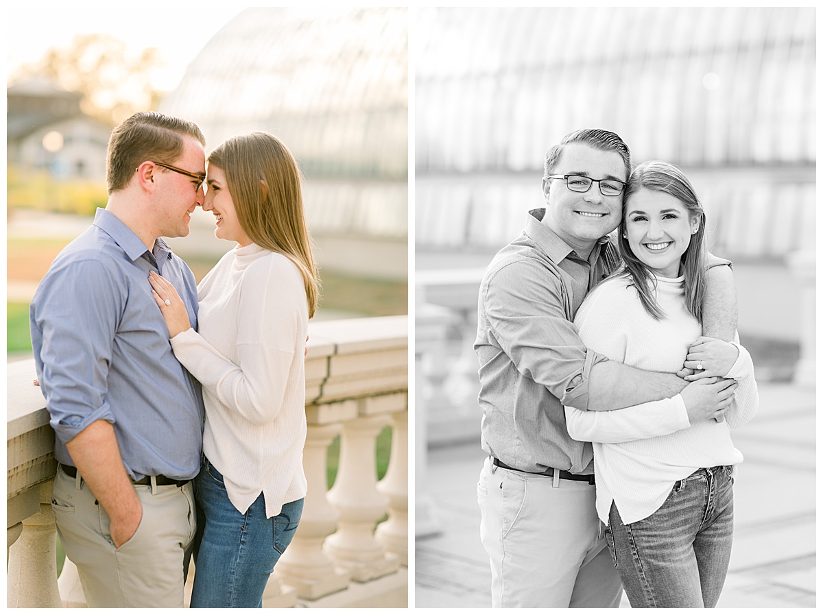couple giggling for engagement photos