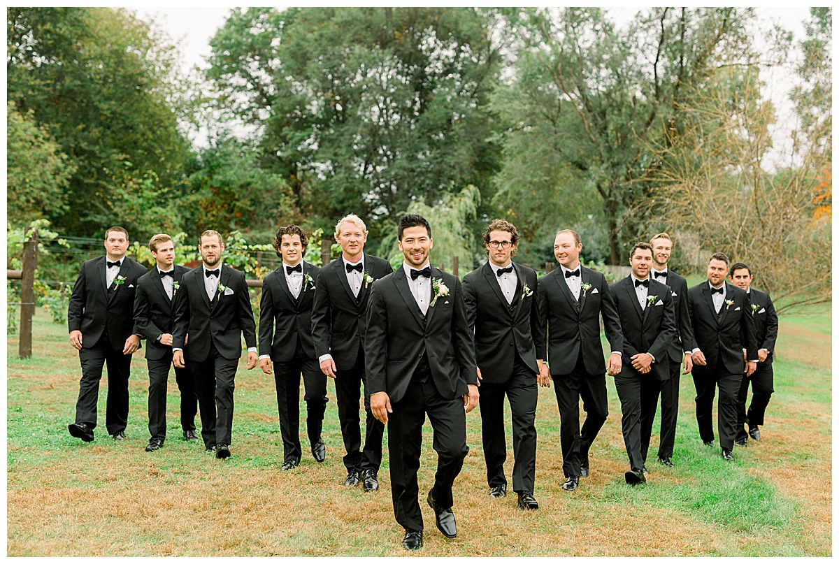 groomsmen at autumn hope glen farm wedding