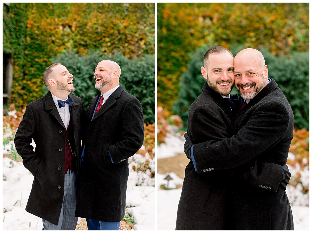 couple laughing for wedding photos