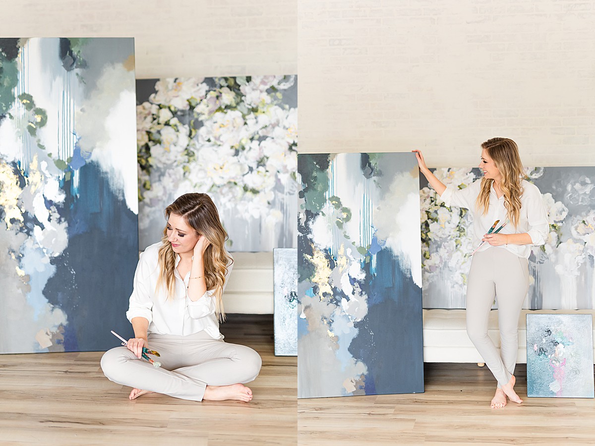Artist photoshoot with paintings