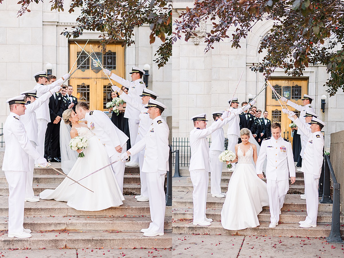 Navy sword arch at wedding