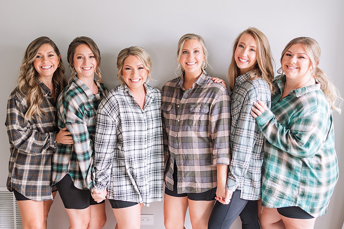 Bridesmaids in flannels