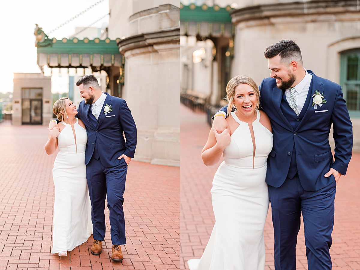 Joliet Union Station wedding bride & groom