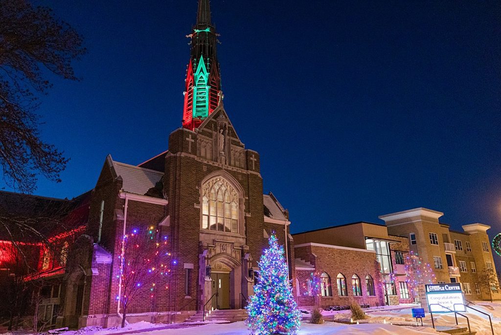 Steeple Center at Christmas