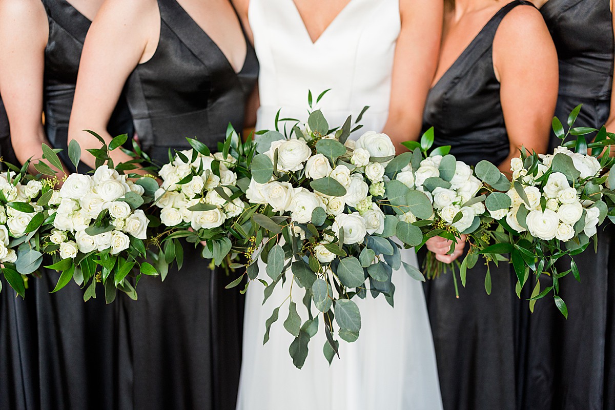 Black and white wedding floral